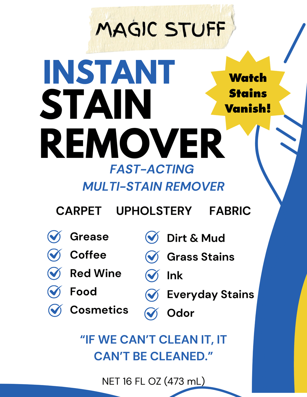 Magic Stuff® Instant Stain Remover - The Magic Stuff Company